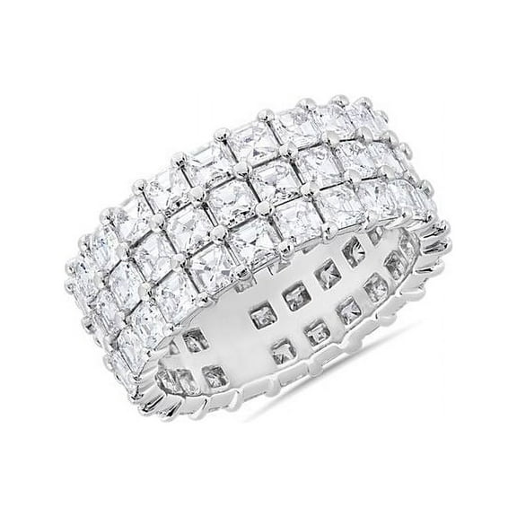 3.00 Carat Excellent Asscher Shape Genuine Diamond Latest Design Engagement Eternity Band for Ladies Solid 18K White Gold Size 7.5