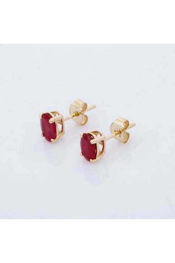 3.00 Carat Natural Red Ruby Gemstone Stud Earrings 14K Yellow Gold Earrings