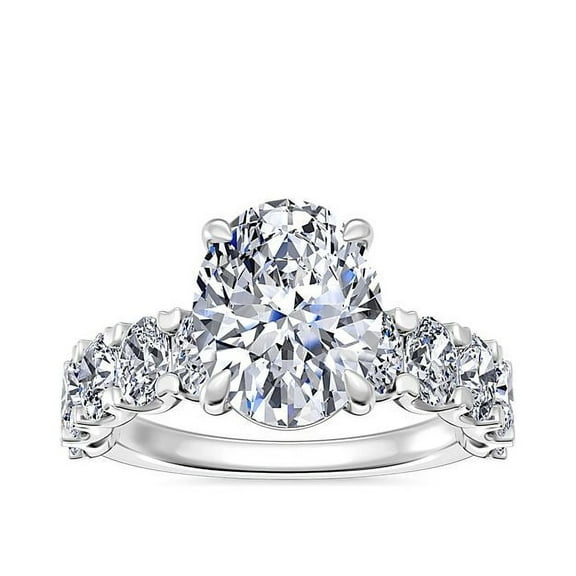 3.00 Carat Oval Cut Moissanite Unique Proposal Ring for Ladies in Solid 14K White Gold Size 7 by Diamond-Capitals