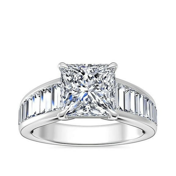 3.00 Carat Princess Cut Moissanite Unique Wedding Ring for Ladies in Solid 14K White Gold Size 7 by Diamond-Capitals