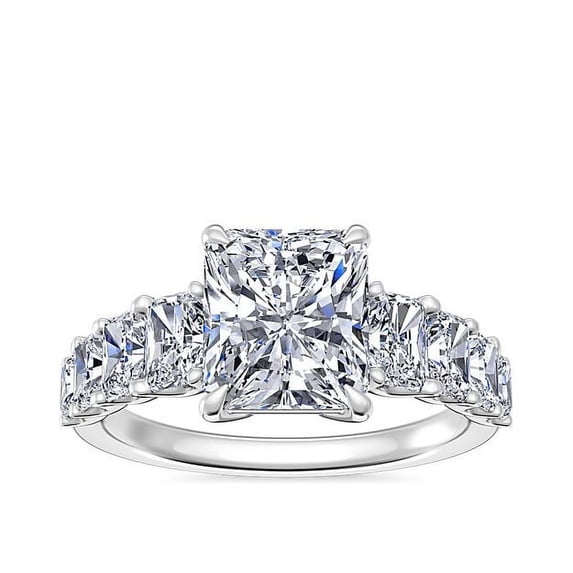 3.00 Carat Radiant Cut Moissanite Diamond Beautiful Bridal Ring for Ladies in Solid 18K White Gold Size 8 by Caratup