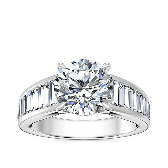 3.00 Carat Round Cut Moissanite Unique Wedding Ring for Ladies in Solid 14K White Gold Size 7 by Diamond-Capitals