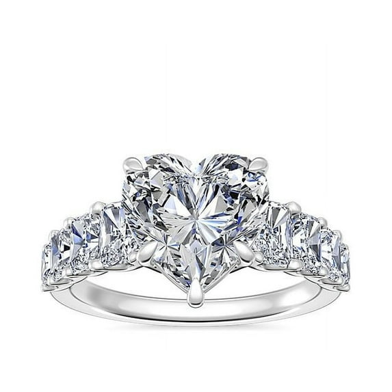 3.00 Carat Shiny Heart Cut Moissanite Diamond (D/VVS1) Anniversary Ring for her Solid 14K White Gold Size 10 by Diamond-Capitals