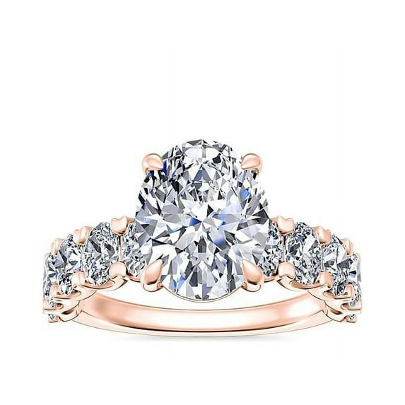 3.00 Carat Shiny Oval Cut Moissanite Diamond (D/VVS1) Anniversary Ring for Women Solid 14K Rose Gold Size 8.5 by Diamond-Capitals