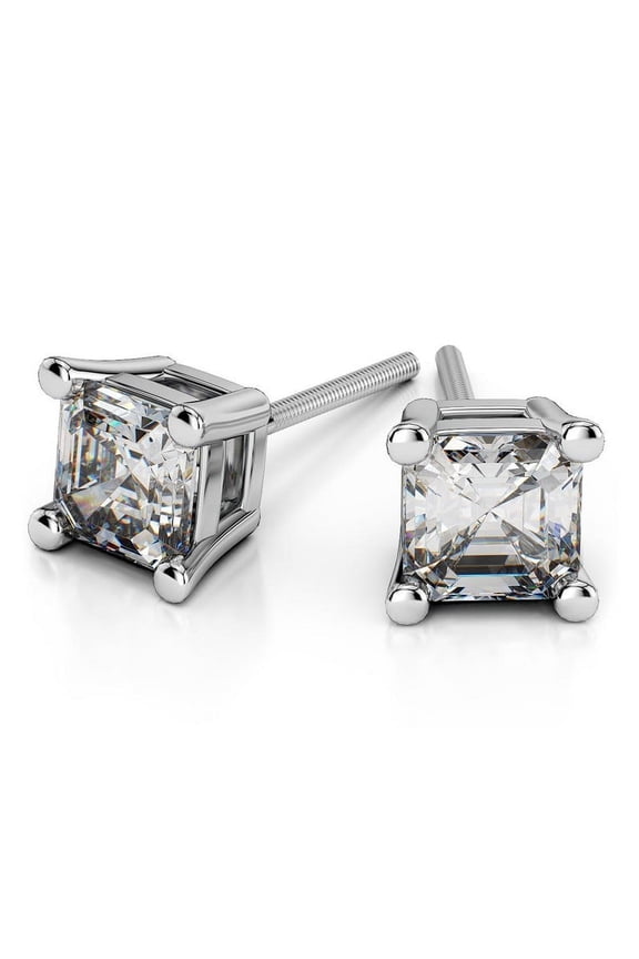 3.00 Carat Stunning Asscher Cut Lab Created Diamond Wedding Stud Earrings for women Solid 950 Platinum Push Back Beautiful Studs Earring