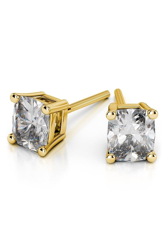 3.00 Carat Stunning Cushion Cut Lab Created Diamond Wedding Stud Earrings for Gift Solid 18K Yellow Gold Push Back Beautiful Studs Earring