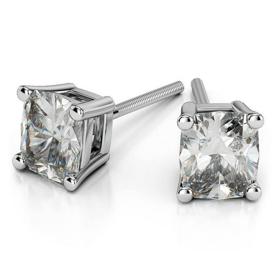 3.00 Carat Stunning Cushion Cut Lab Created Diamond Wedding Stud Earrings for women Solid 18K White Gold Screw Back Beautiful Studs Earring