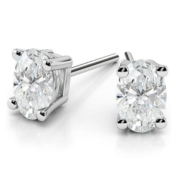 3.00 Carat Stunning Oval Cut Colorless Genuine Moissanite Wedding Stud Earrings for women Solid 14K White Gold Push Back Beautiful Studs Earring