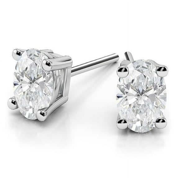 3.00 Carat Stunning Oval Cut Lab Created Diamond Wedding Stud Earrings for women Solid 14K White Gold Push Back Beautiful Studs Earring