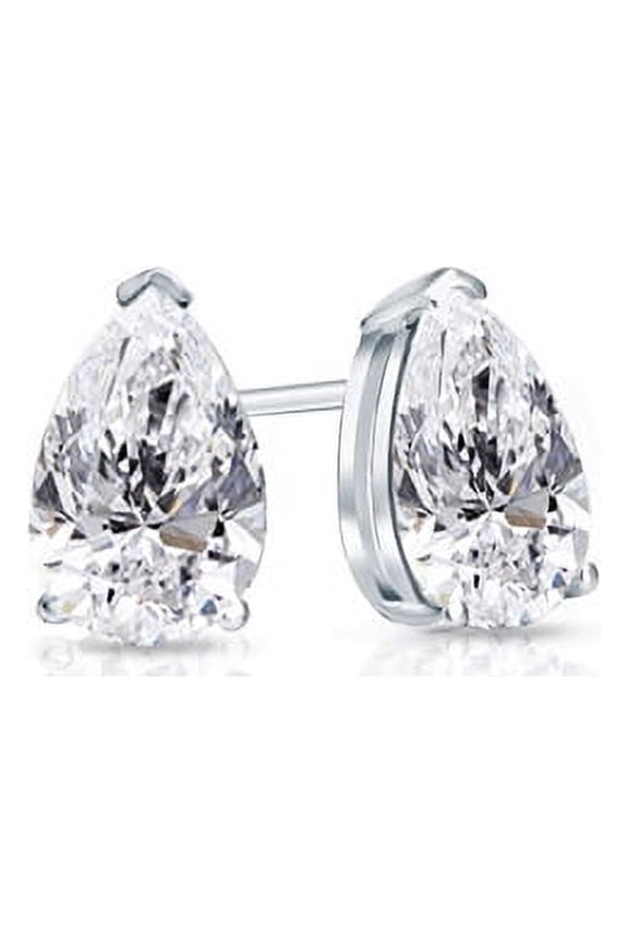 3.00 Carat Stunning Pear Cut Moissanite Diamond Wedding Stud Earrings for women Solid 18K White Gold Push Back Beautiful Studs Earring