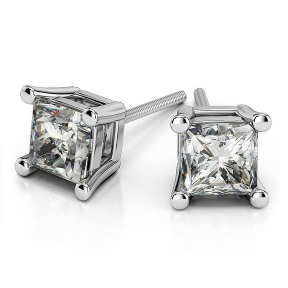 3.00 Carat Stunning Princess Cut Lab Created Diamond Wedding Stud Earrings for women Solid 14K White Gold Screw Back Beautiful Studs Earring