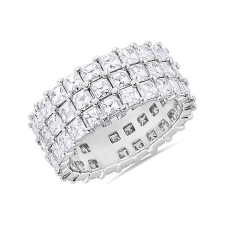 3.00 Carat VS1/E Asscher Cut Lab Grown Diamond Unique Eternity Band for Proposal Solid 14K White Gold Size 7