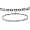 thumbnail image 1 of 3.00 Carat (ctw) 10K White Gold Round Real Pink Sapphire & White Diamond Ladies Tennis Bracelet 3 CT, 1 of 1