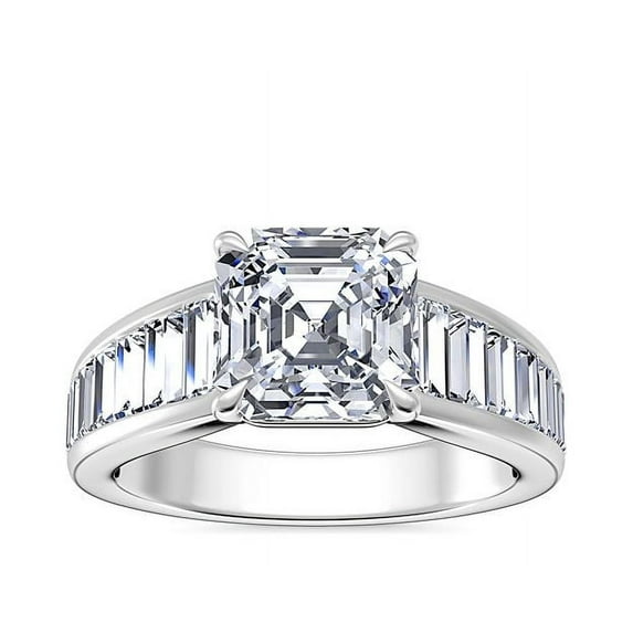 3.00 Ct Brilliant Asscher Cut IGI Certified Lab Grown Diamond (E/VVS2) Solitiare Engagement Ring for Women Solid 18K White Gold Size 9 By Diamond-Capitals