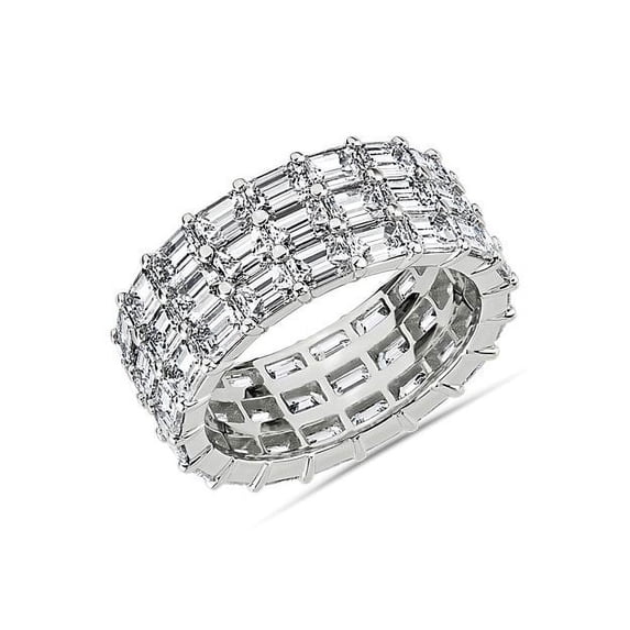 3.00 Ct Brilliant Baguette Cut Natural Diamond Baguette Engagement Eternity Band for her Solid 14K White Gold Size 5.5