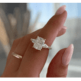 thumbnail image 1 of 3.00 Ct Elongated Cushion Cut Moissanite Trilogy Engagement Ring, Cathedral Pavé, 18K Rose Gold, 1 of 7