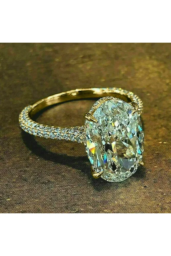 "3.00 Ct Lab Created Oval & Round Diamond Engagement Ring | 14K Yellow Gold Over | Elegant Bridal Jewelry"