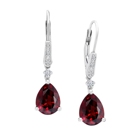 3.00 Ct Pear-Shaped Simulated Ruby & Diamond Drop Earrings 925 Sterling Silver Elegant & Hypoallergenic