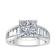 thumbnail image 1 of 3.00 Ct Princess Cut Moissanite Diamond (D/VVS1) Shiny Engagement Ring for Ladies Solid 18K White Gold Size 3.5 by Diamond-Capitals, 1 of 8