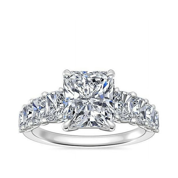 3.00 Ct Radiant Cut Moissanite Diamond Trendy Engagement Ring for Fiancee 18K White Gold Size 6 by Caratup