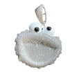 thumbnail image 1 of 14K White Gold Plated Simulated Diamond Round Charm Pendant, 10Ct, Mens, 1 of 1