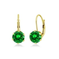 Gem Stone King 14K Yellow Gold 6MM Round Birthstone Gemstone Leverback Dangle Earrings for Women