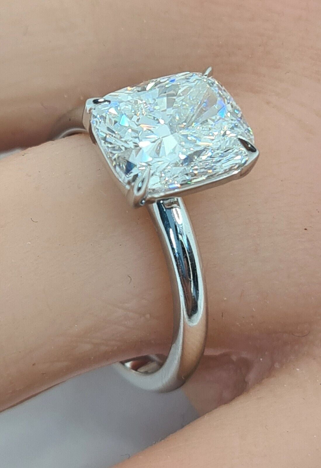 SAMAYA 3.00 Cushion Lab Created Diamond Ring 14k White Gold Plated