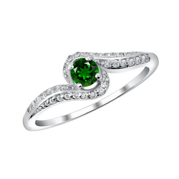 3.00 Mm Round Cut Natural Chrome Diopside Gemstone 925 Sterling Silver Ring