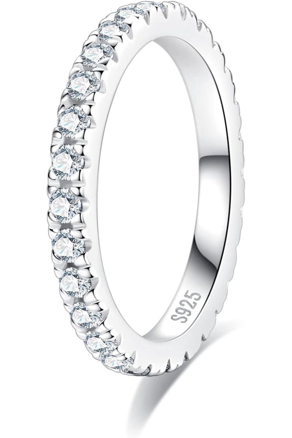 3.00 TCW Round Brilliant Cut Eternity Wedding Ring 925 Silver