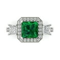 thumbnail image 1 of Three-Stone Engagement Ring for Women - 3.005ct Simulated Emerald in 14K White Gold Promise Ring, 1 of 6