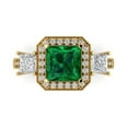thumbnail image 1 of Three-Stone Engagement Ring for Women - 3.005ct Simulated Emerald in 14K Yellow Gold Promise Ring, 1 of 6