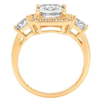 3.005 ct Princess Cut Moissanite Three-Stone Engagement Ring for Women in 18K Yellow Gold