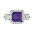 thumbnail image 1 of 3.005 ct Princess Cut Natural Amethyst 3 Stone 14K White Gold Womens Engagement Ring, 1 of 6