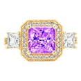 thumbnail image 1 of 3.005 ct Princess Cut Natural Amethyst 3 Stone 14K Yellow Gold Womens Engagement Ring, 1 of 5