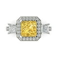thumbnail image 1 of 3.005 ctw 3 Stone Anniversary Ring for Women | Princess Cut Natural Citrine | Hyperallergenic Solid 18K White Gold, 1 of 5