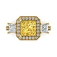 thumbnail image 1 of 3.005 ct Princess Cut Natural Citrine Three-Stone Engagement Ring for Women in 18K Yellow Gold, 1 of 5