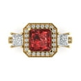 thumbnail image 1 of 3.005 ctw 3 Stone Anniversary Ring for Women | Princess Cut Natural Garnet | Hyperallergenic Solid 14K Yellow Gold, 1 of 5