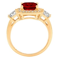 3.005 ct Princess Cut Natural Garnet Three-Stone Engagement Ring for Women in 18K Yellow Gold