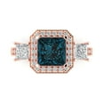 thumbnail image 1 of 3.005 ct Princess Cut Natural London Blue Topaz 3 Stone 14K Rose Gold Womens Engagement Ring, 1 of 6