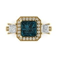 thumbnail image 1 of 3.005 ct Princess Cut Natural London Blue Topaz 3 Stone 18K Yellow Gold Womens Engagement Ring, 1 of 5