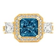 thumbnail image 1 of 3.005 ct Princess Cut Natural London Blue Topaz 3 Stone 18K Yellow Gold Womens Engagement Ring, 1 of 4