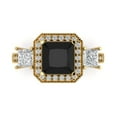 thumbnail image 1 of 3.005 ctw 3 Stone Anniversary Ring for Women | Princess Cut Natural Onyx | Hyperallergenic Solid 14K Yellow Gold, 1 of 5