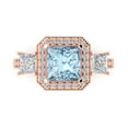 thumbnail image 1 of 3.005 ctw 3 Stone Anniversary Ring for Women | Princess Cut Natural Swiss Blue Topaz | Hyperallergenic Solid 18K Rose Gold, 1 of 5