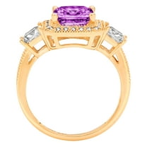 3.005 ct Princess Cut Simulated Alexandrite Three-Stone Engagement Ring for Women in 18K Yellow Gold