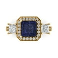 thumbnail image 1 of Clara Pucci 14K Yellow Gold 3ct BlueSapphire Three-Stone Ring for Women, 1 of 8