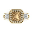 thumbnail image 1 of 3.005 ct Princess Cut Simulated Champagne Diamond 3 Stone 18K Yellow Gold Womens Engagement Ring, 1 of 5
