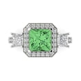 thumbnail image 1 of 3.005 ct Princess Cut Simulated Green Diamond 3 Stone 14K White Gold Womens Engagement Ring, 1 of 5