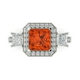 thumbnail image 1 of 3.005 ct Princess Cut Simulated Red Diamond 3 Stone 14K White Gold Womens Engagement Ring, 1 of 5