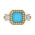 thumbnail image 1 of 3.005 ct Princess Cut Simulated Turquoise 3 Stone 14K Yellow Gold Womens Engagement Ring, 1 of 5