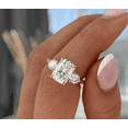 thumbnail image 1 of 3.00Ct Elongated Cushion Cut Lab-Grown Diamond Trilogy Engagement Ring, Cathedral, 14K Rose Gold, 1 of 7